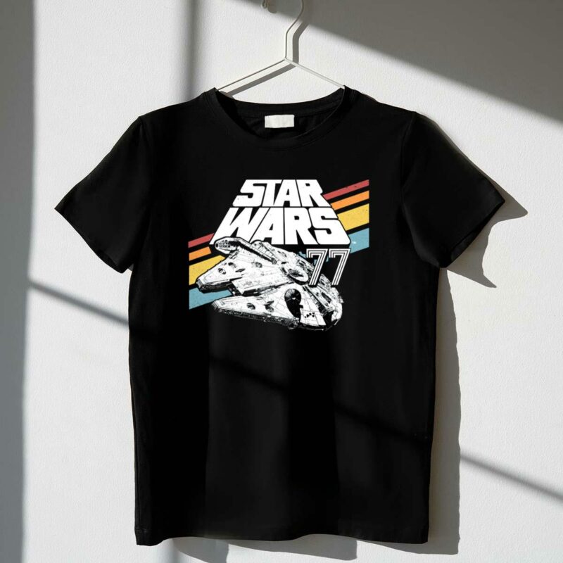 star wars 77 millennium falcon rainbow stripes t shirt t shirt 1 1