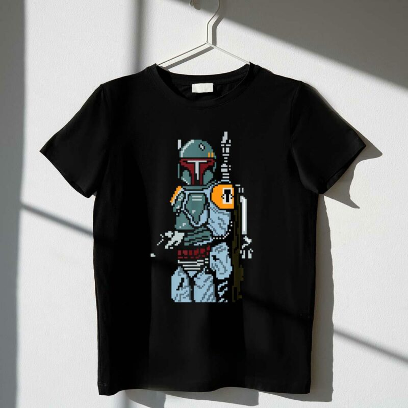 star wars 8bit pixel boba fett bounty hunter iconic t shirt t shirt 1 1