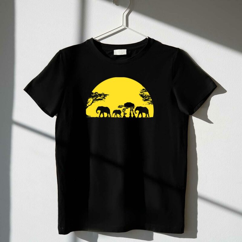 star wars at at robot elephants sunset scene t shirt t shirt 1 1