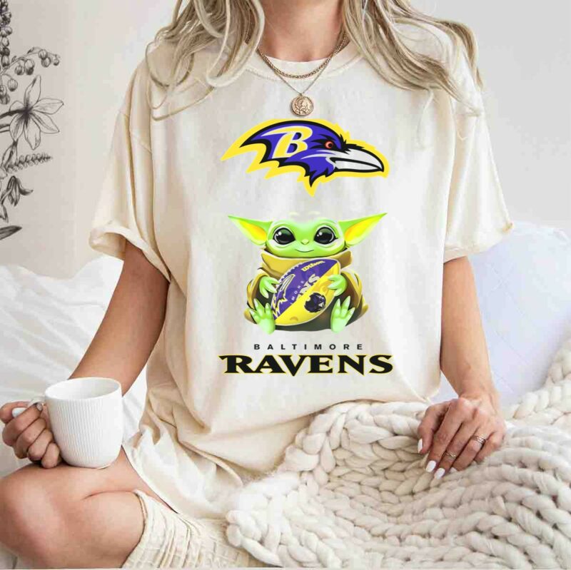 star wars baby yoda baltimore ravens football hug ravens logo white t shirt t shirt 1 1