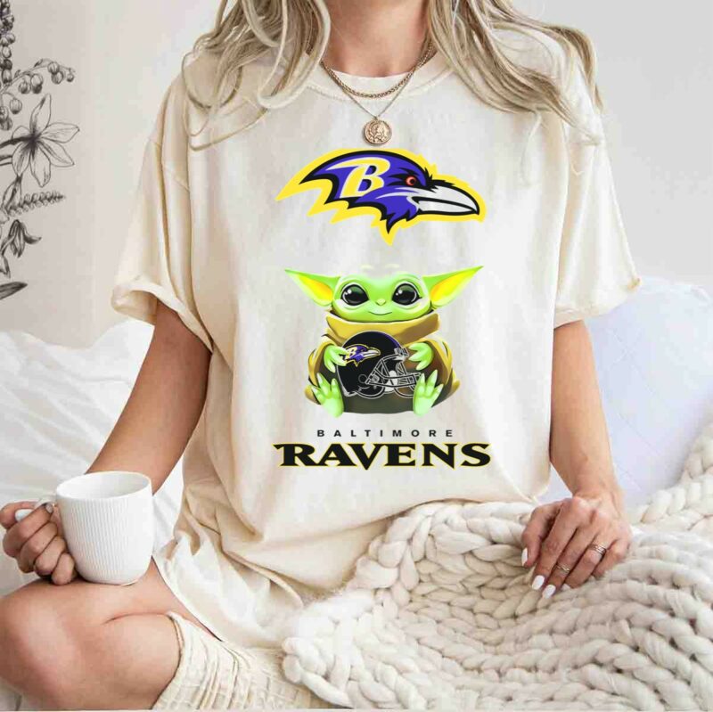 star wars baby yoda baltimore ravens helmet hug fans t shirt t shirt 1 1
