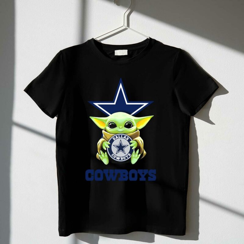 star wars baby yoda dallas cowboys star logo hugging t shirt t shirt 1 1