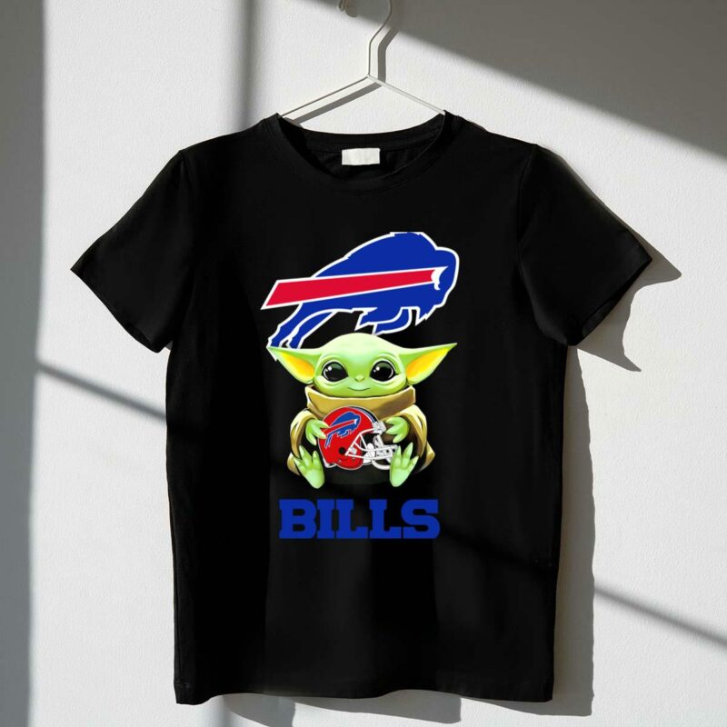 star wars baby yoda holding buffalo bills helmet under team t shirt t shirt 1 1