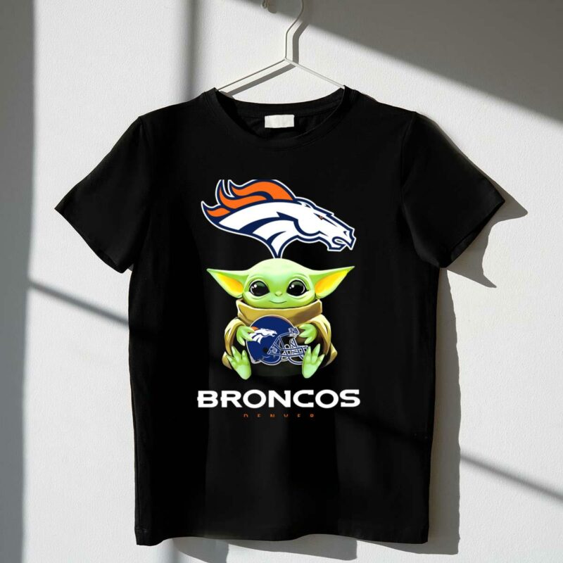 star wars baby yoda holding denver broncos helmet t shirt t shirt 1 1