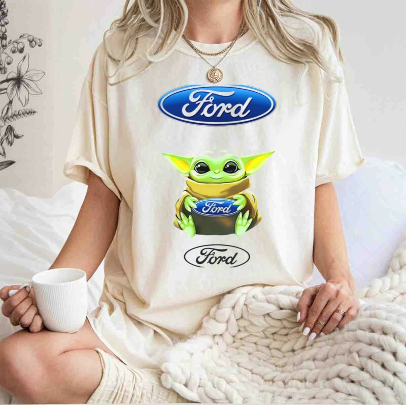 star wars baby yoda holding ford logo white background t shirt t shirt 1 1