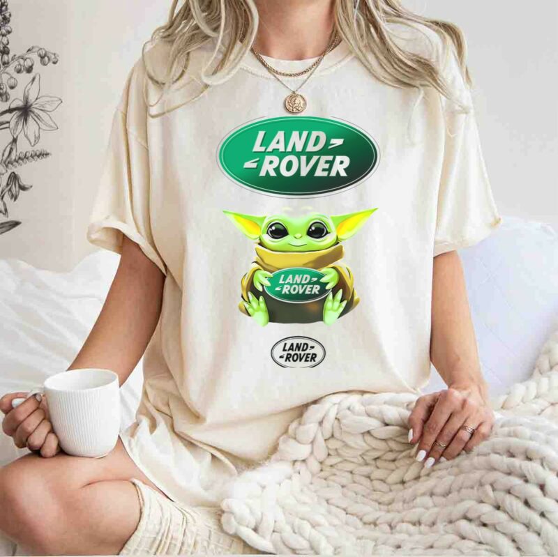 star wars baby yoda holding land rover logo white t shirt t shirt 1 1