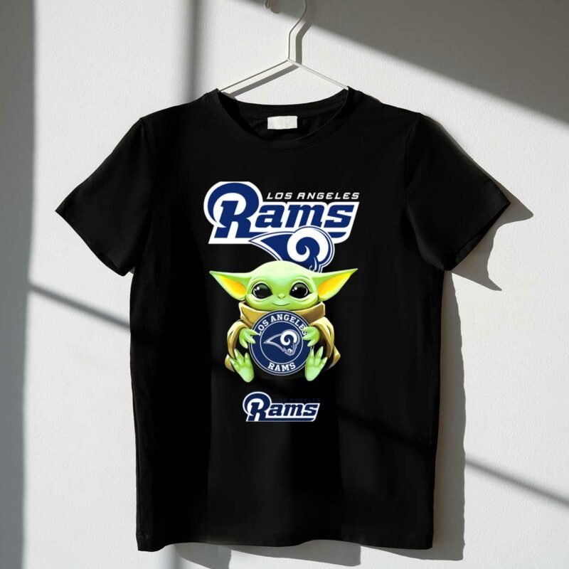 star wars baby yoda holding los angeles rams emblem t shirt t shirt 1 1