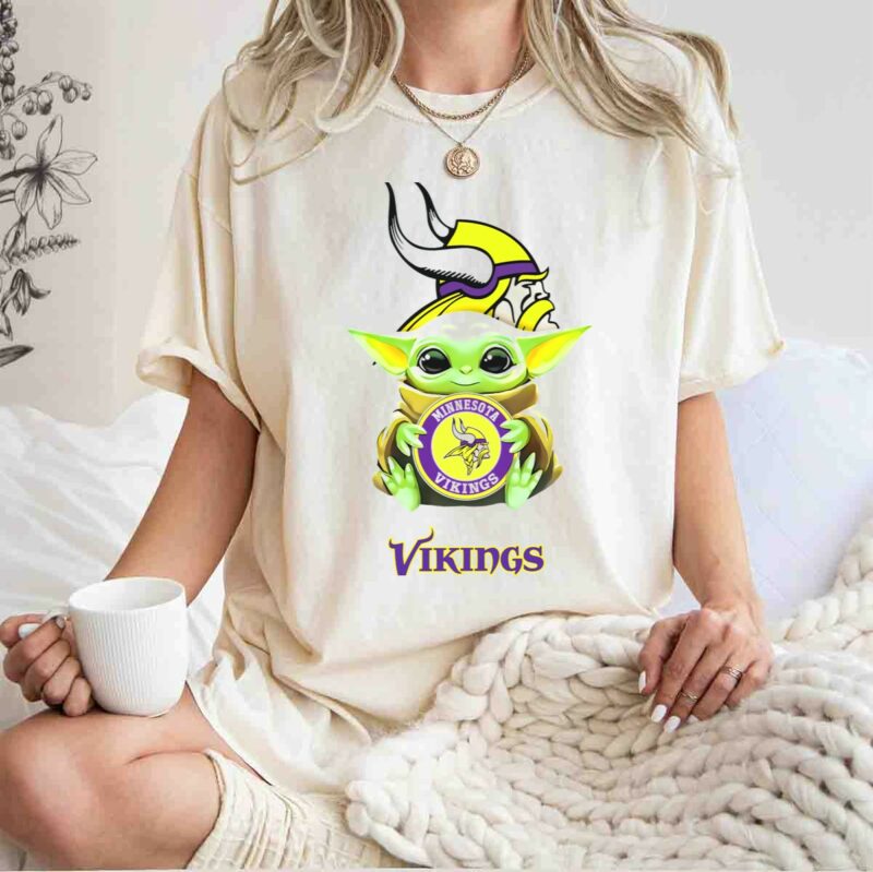 star wars baby yoda holding minnesota vikings vikings logo white t shirt t shirt 1 1