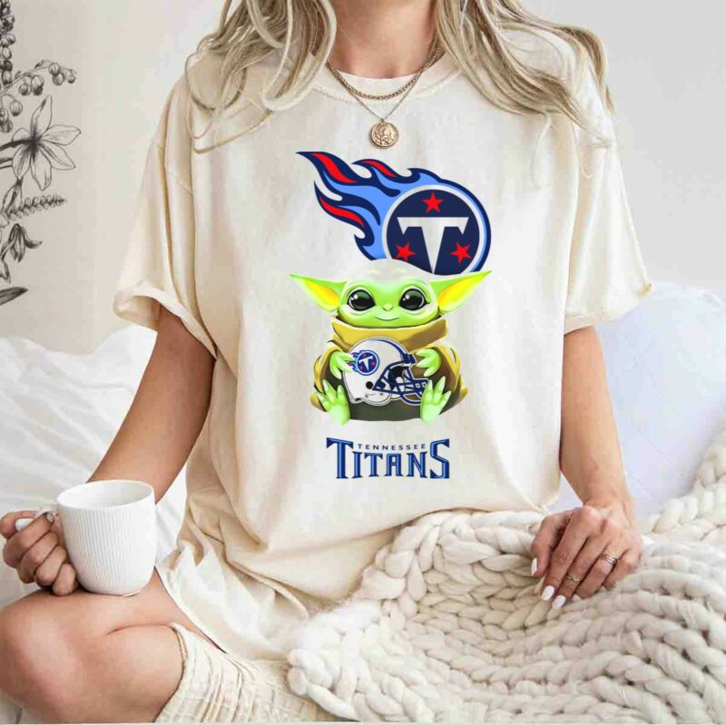 star wars baby yoda holding tennessee titans helmet t shirt t shirt 1 1