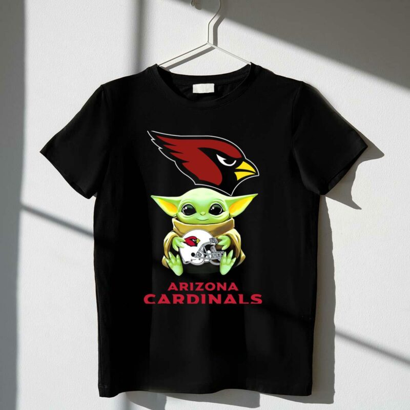 star wars baby yoda holds arizona cardinals helmet t shirt t shirt 1 1