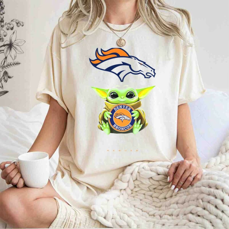 star wars baby yoda holds denver broncos emblem t shirt t shirt 1 1