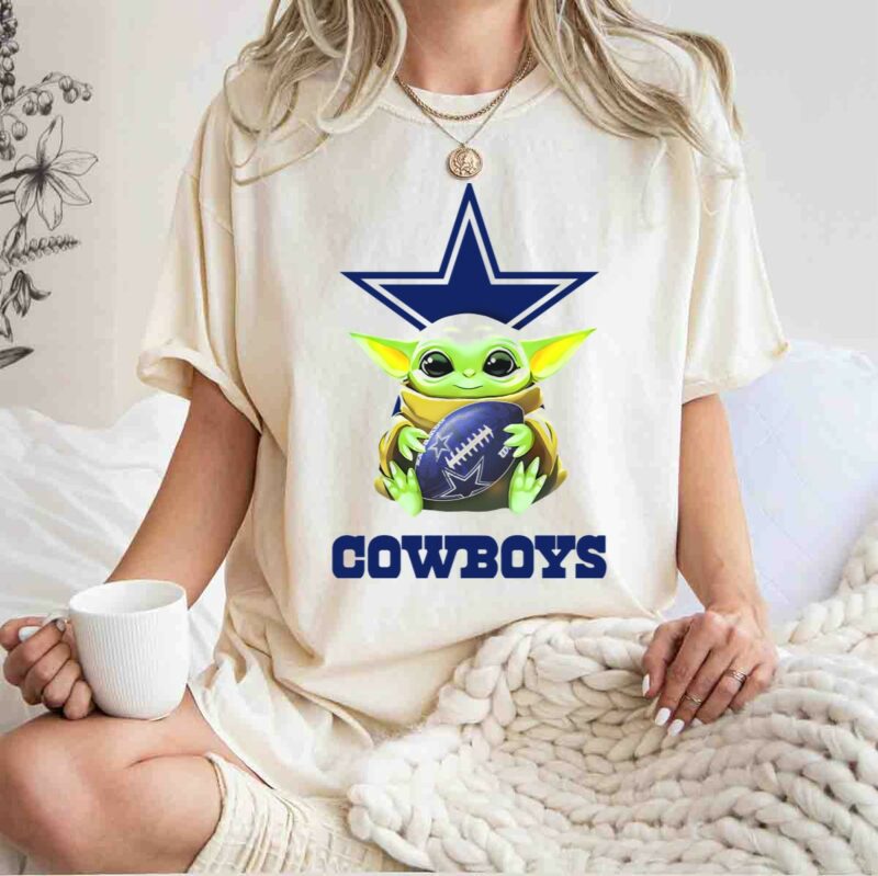 star wars baby yoda hug cowboys football dallas tailgate white t shirt t shirt 1 1