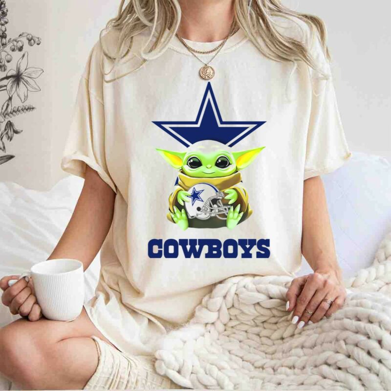 star wars baby yoda hug cowboys helmet star t shirt t shirt 1 1