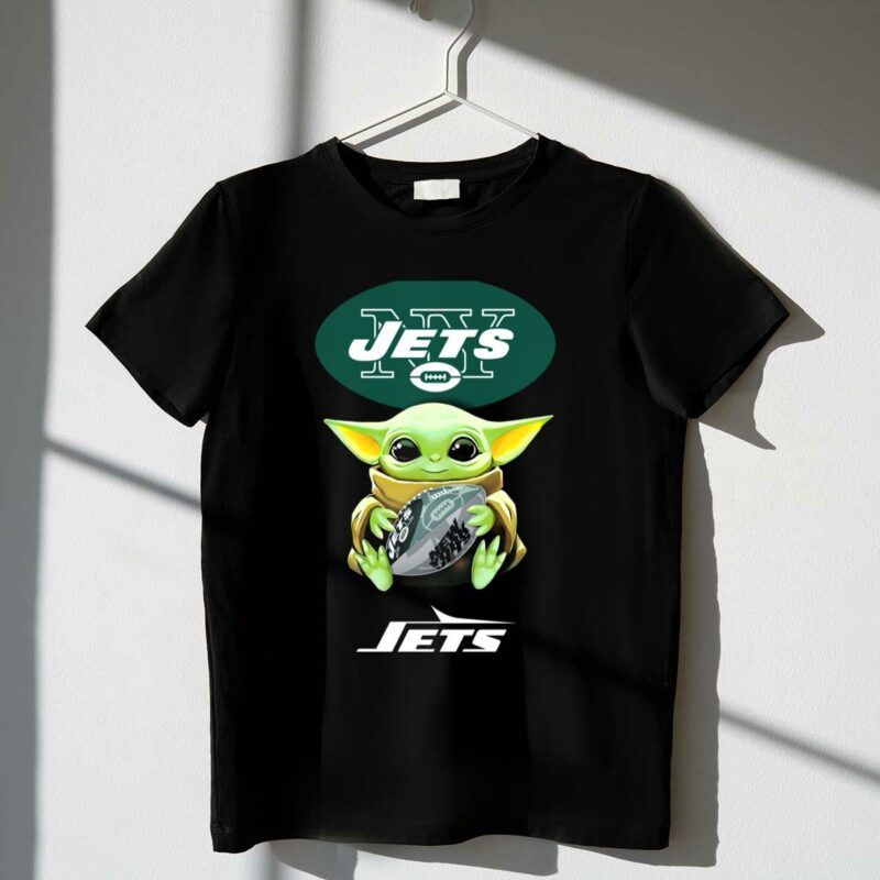 star wars baby yoda hug jets football new york tailgate t shirt t shirt 1 1