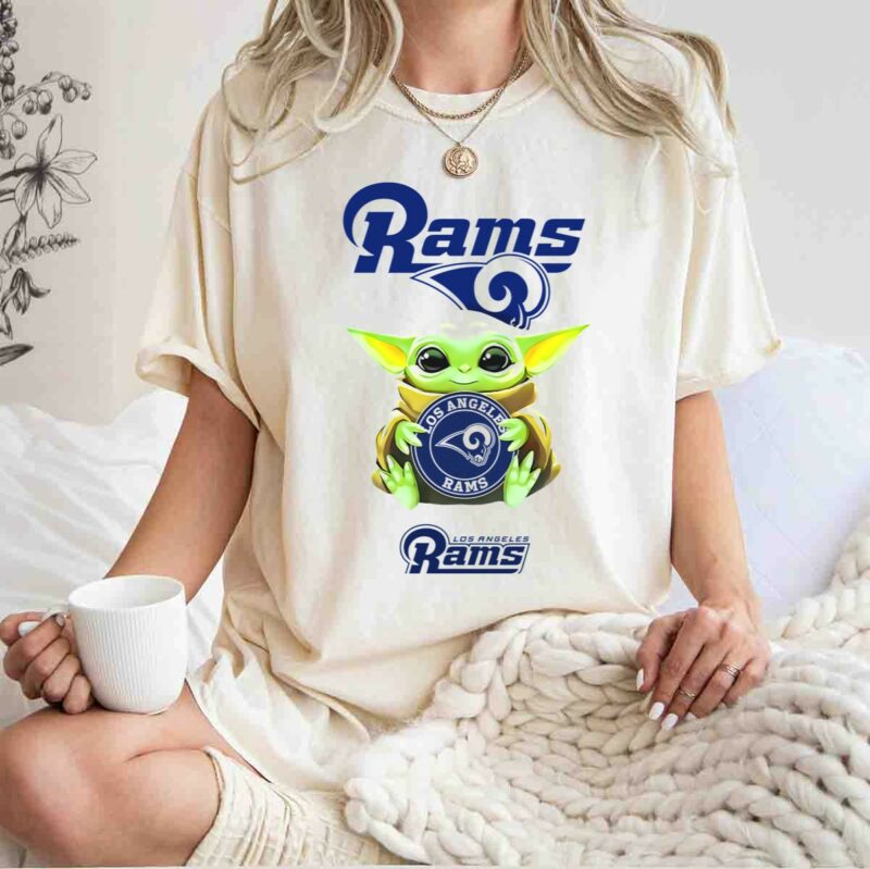 star wars baby yoda hug los angeles rams t shirt t shirt 1 1