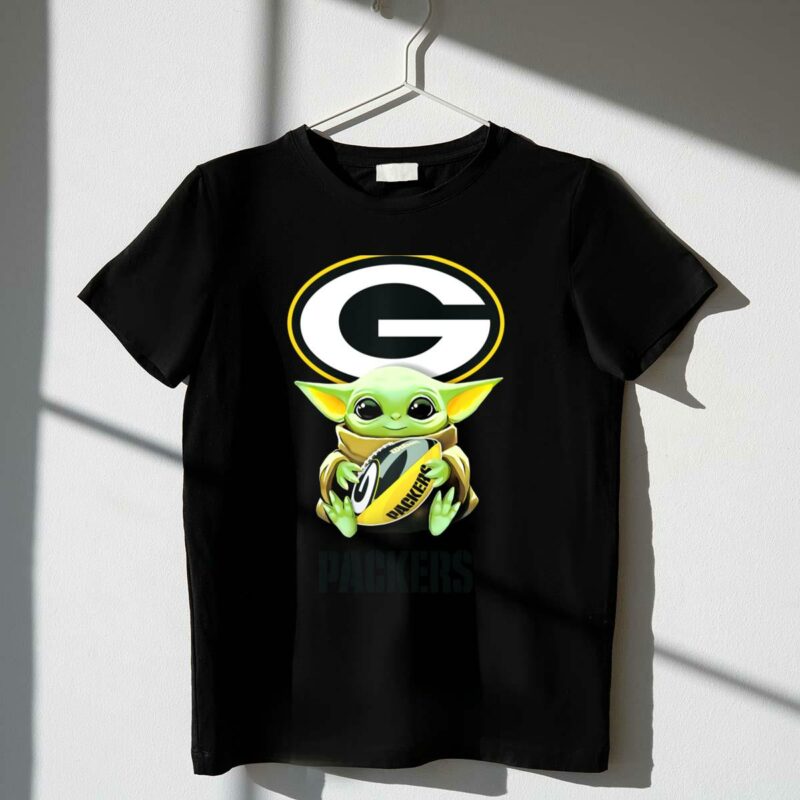 star wars baby yoda hug packers football tailgate green bay t shirt t shirt 1 1