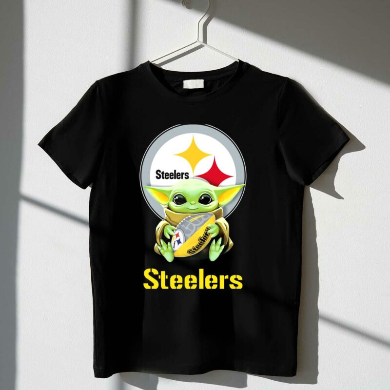 star wars baby yoda hug steelers football fan tailgate t shirt t shirt 1 1