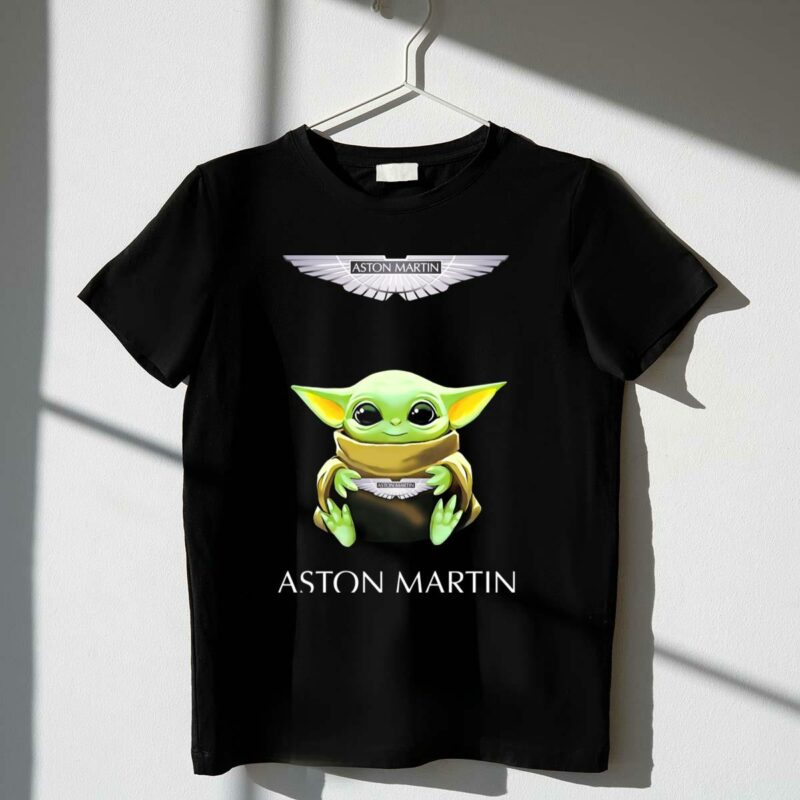 star wars baby yoda hugging aston martin t shirt t shirt 1 1