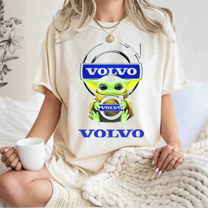 star wars baby yoda hugging volvo logo white t shirt t shirt 1 1