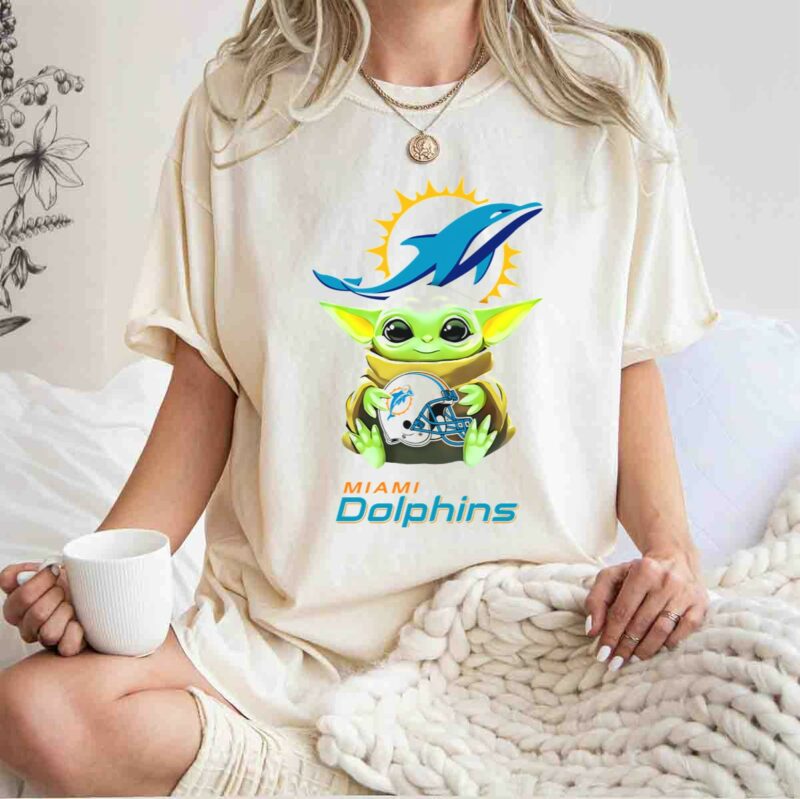 star wars baby yoda miami dolphins helmet hug white t shirt t shirt 1 1