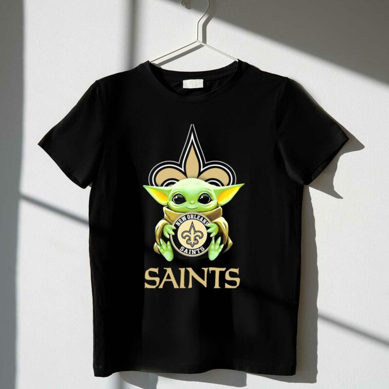star wars baby yoda new orleans saints hug fleur de lis icon saints t shirt t shirt 1 1