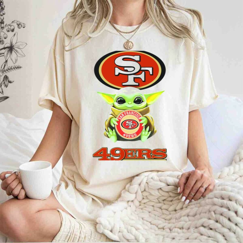 star wars baby yoda sf 49ers hug logo 49ers t shirt t shirt 1 1