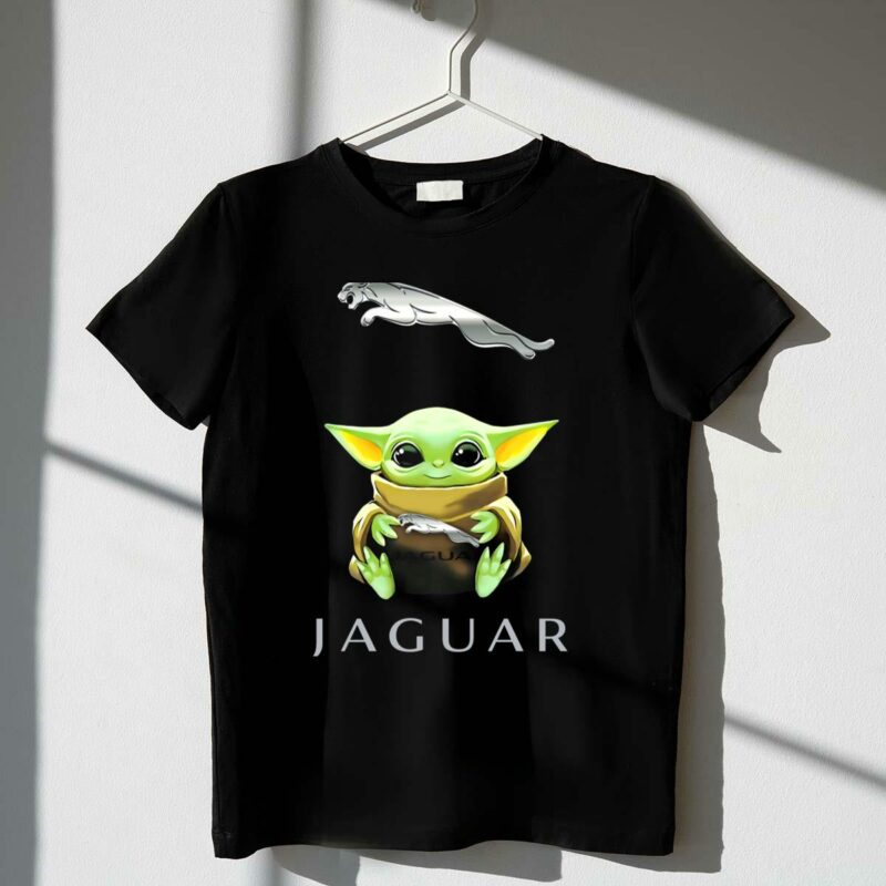 star wars baby yoda with jaguar logo and emblem t shirt t shirt 1 1