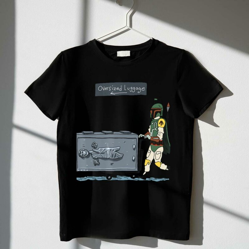 star wars boba fett pushing han solo carbonite oversized luggage t shirt t shirt 1 1