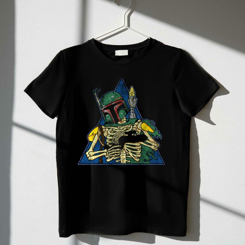 star wars boba fett skeleton in triangle vesture t shirt t shirt 1 1