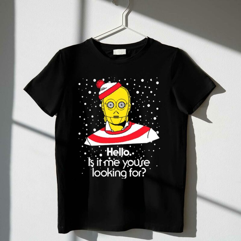 star wars c3po hello is it me youre looking for droids waldo mashup t shirt t shirt 1 1