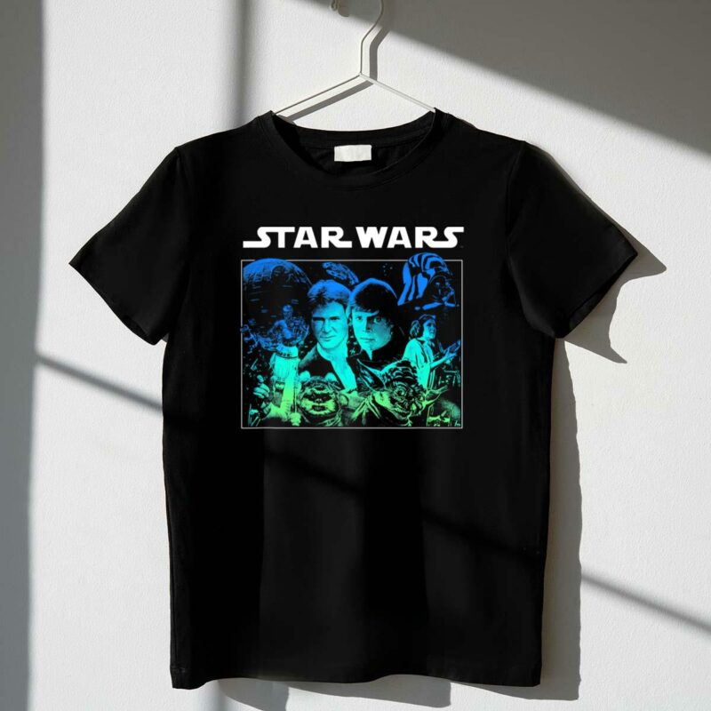 star wars cast return of the jedi starry darth vader yoda han luke leia t shirt t shirt 1 1