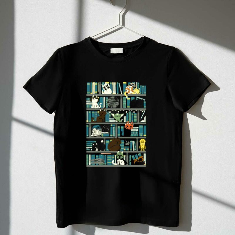 star wars cat shelf adventure library t shirt t shirt 1 1