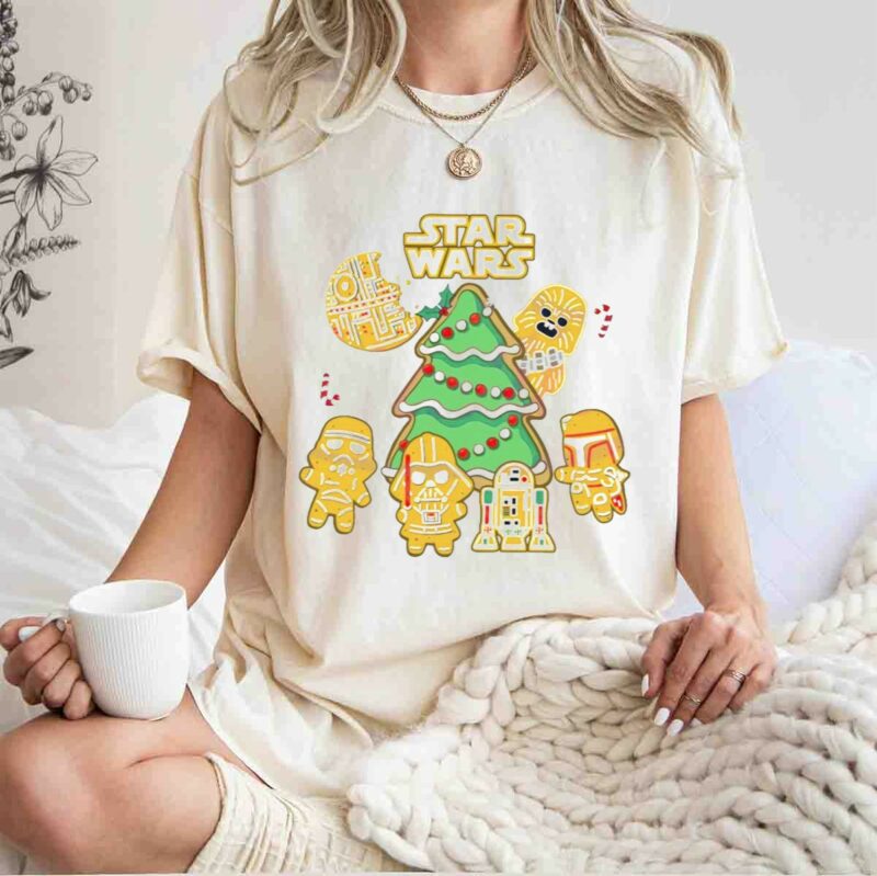 star wars characters gingerbread christmas tree cookies t shirt t shirt 1 1