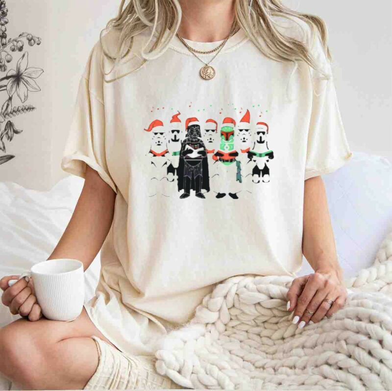 star wars characters santa hats singing christmas carols t shirt t shirt 1 1