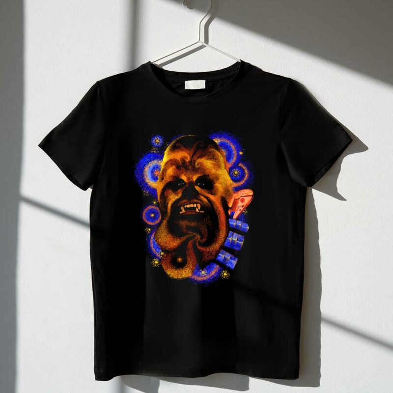 star wars chewbacca van gogh starry night style pizza space t shirt t shirt 1 1