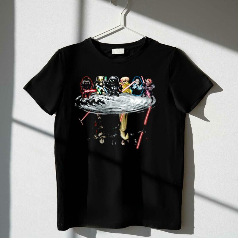 star wars chibi villains reflected in water with lightsabers t shirt t shirt 1 1