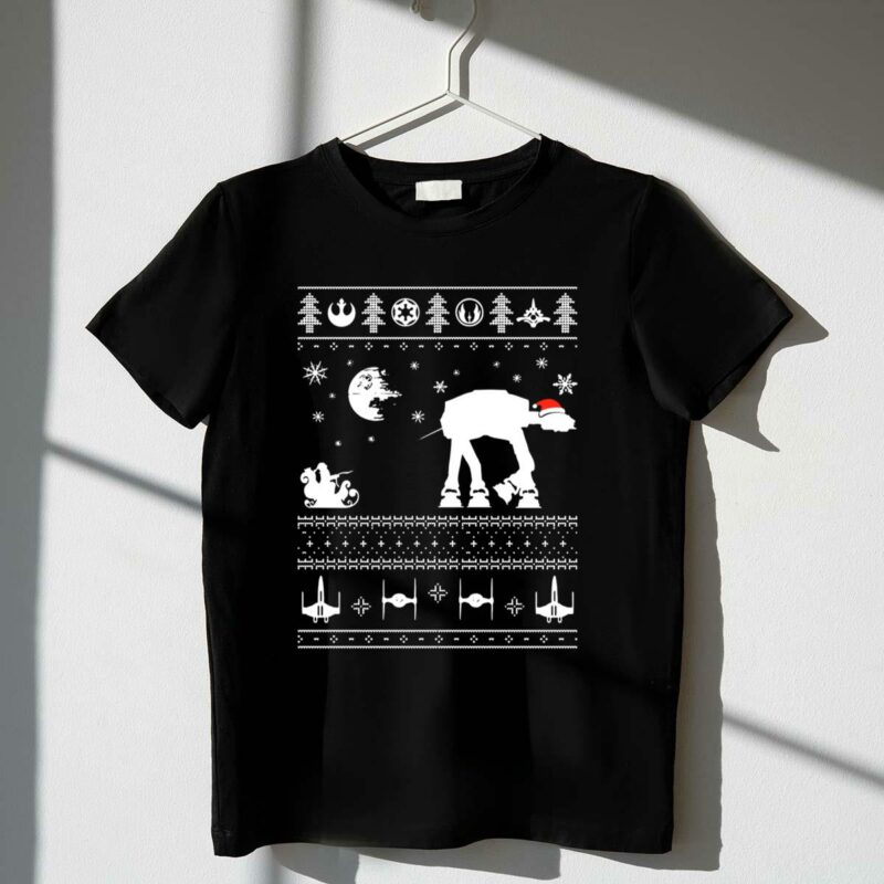 star wars christmas at at santa reindeer knit ugly t shirt t shirt 1 1