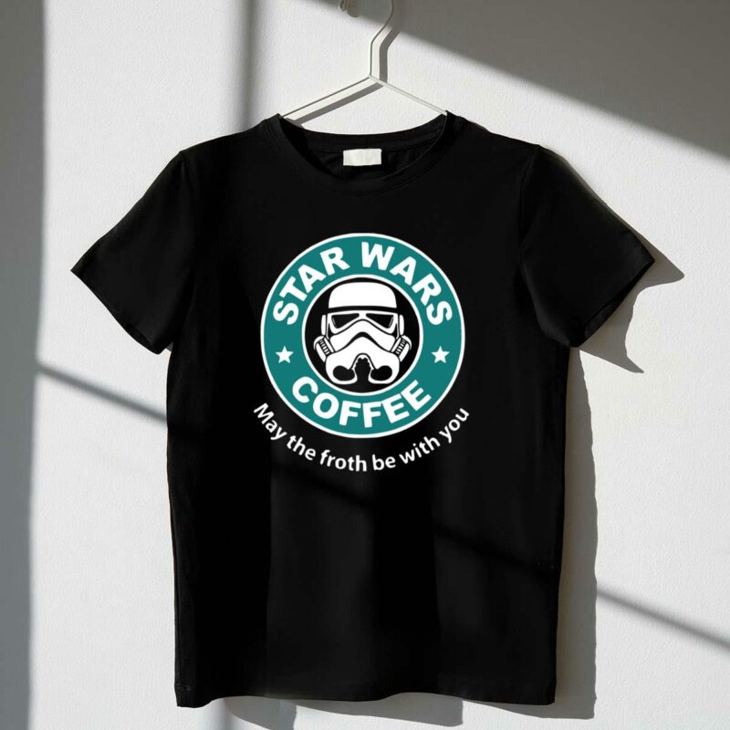 star wars coffee may the froth be with you stormtrooper t shirt t shirt 1 1