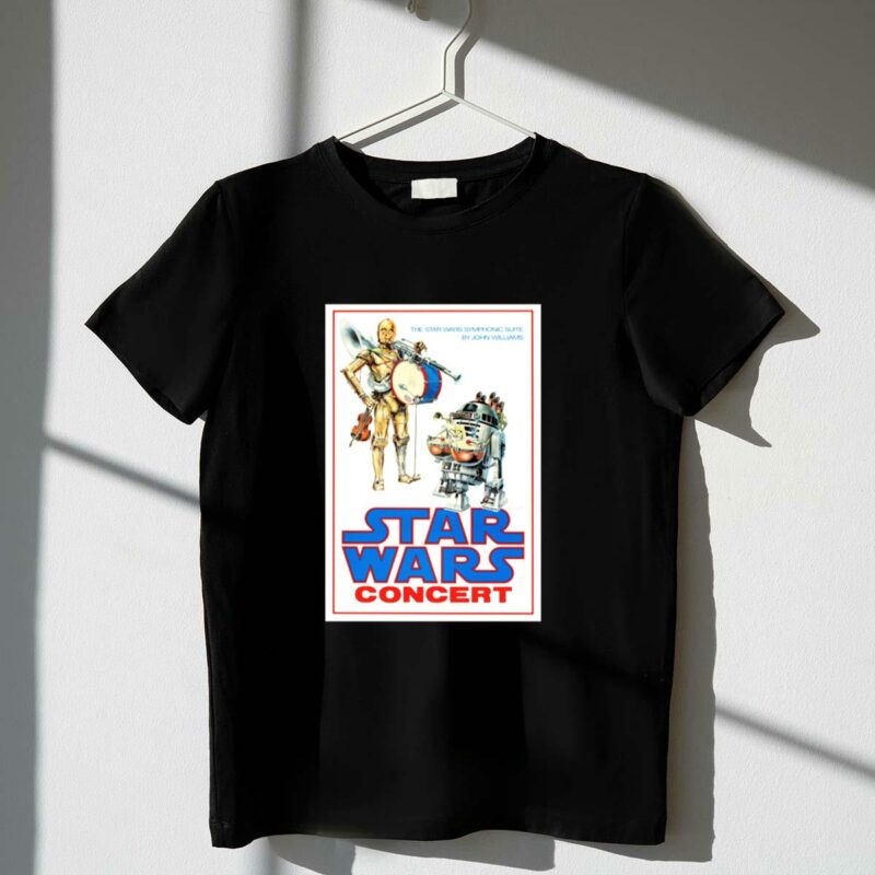 star wars concert the star wars symphonic suite by john williams c3po r2d2 t shirt t shirt 1 1