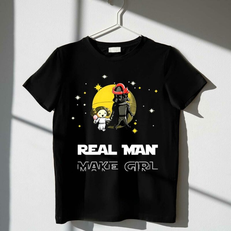 star wars darth vader and leia organa real man make girl t shirt t shirt 1 1