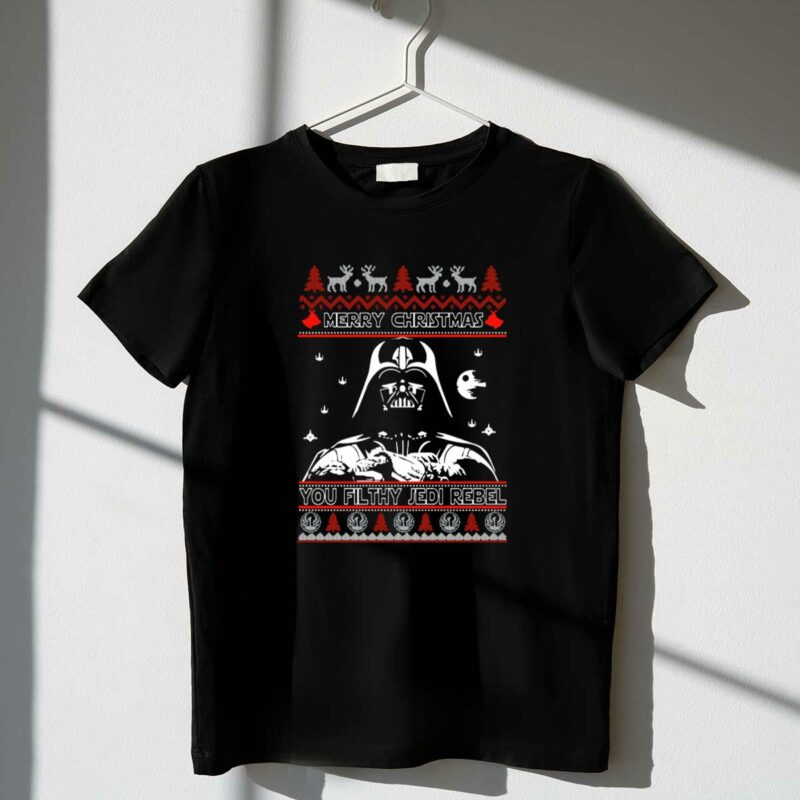 star wars darth vader merry christmas you filthy jedi rebel holiday t shirt t shirt 1 1