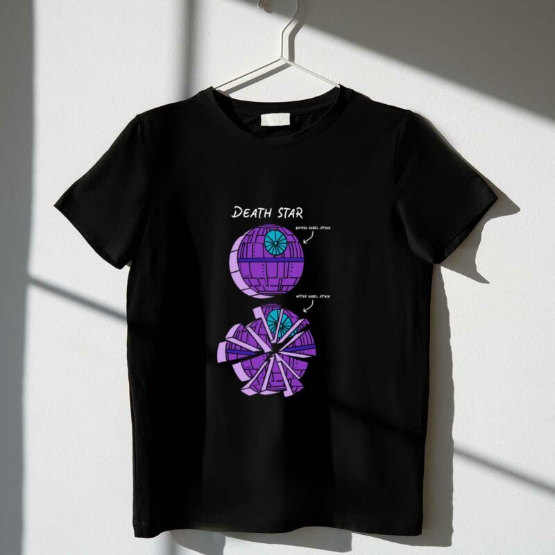 star wars death star before rebel attack after rebel attack pie chart t shirt t shirt 1 1