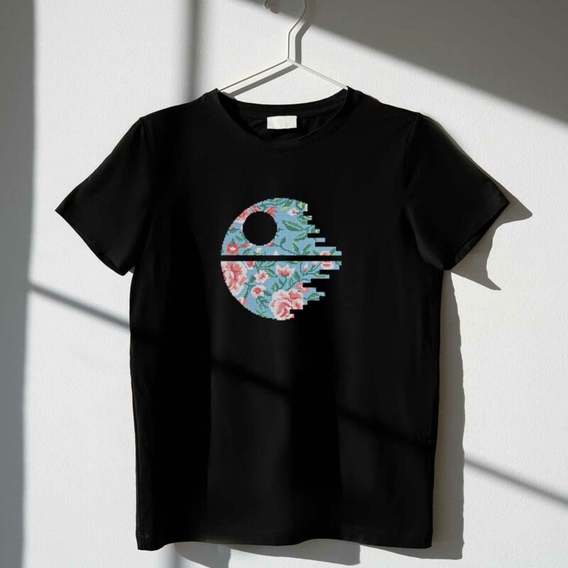 star wars death star floral cross stitch pattern for cross stitching lovers t shirt t shirt 1 1
