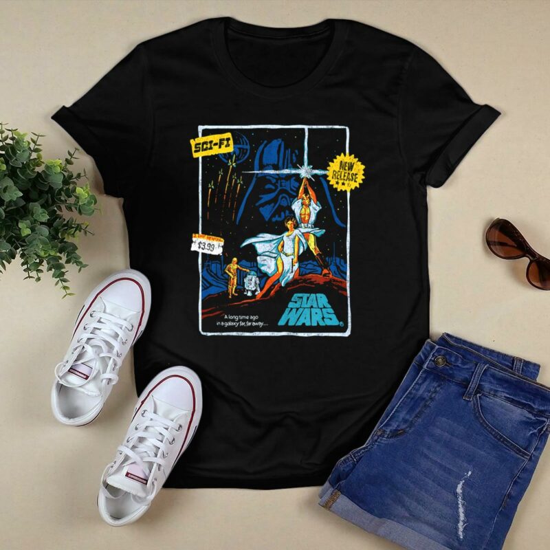star wars episode four luke skywalker new release 399 vintage sci fi vhs cover t shirt t shirt 0
