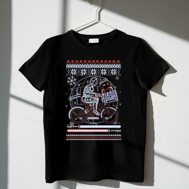 star wars et friends on bicycle christmas t shirt t shirt 1 1