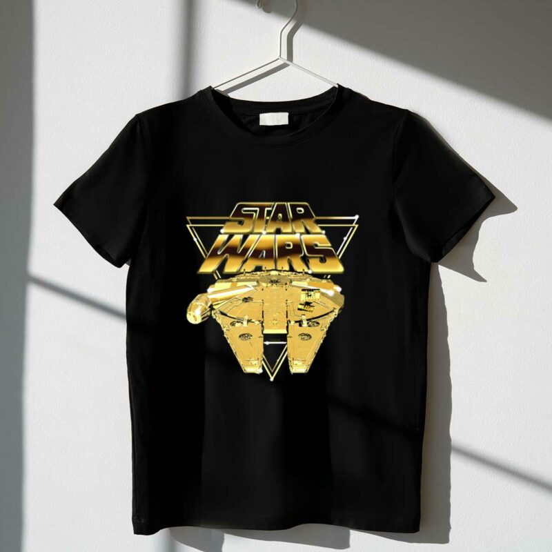star wars gold millennium falcon iconic slant t shirt t shirt 1 1
