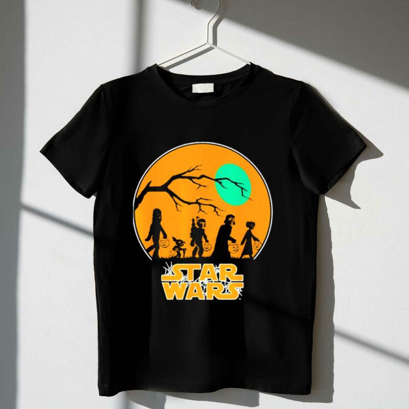 star wars halloween trick or treating silhouette moon t shirt t shirt 1 1