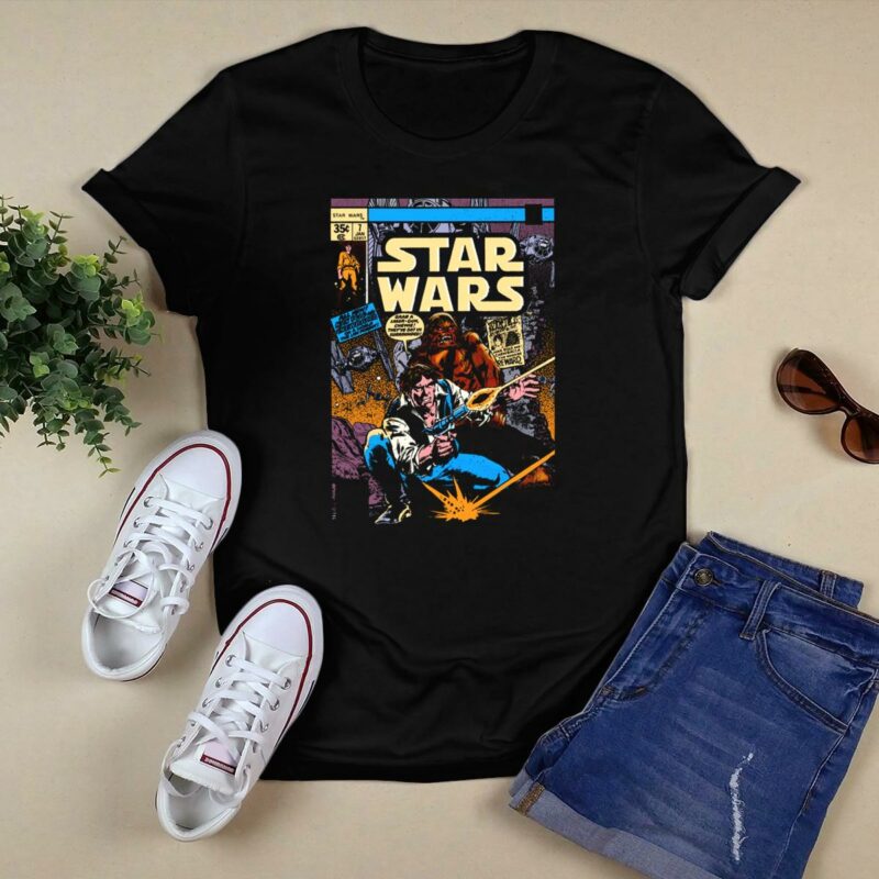 star wars han solo and chewbacca vintage comic cover 35%C2%A2 edition january marvel t shirt t shirt 0