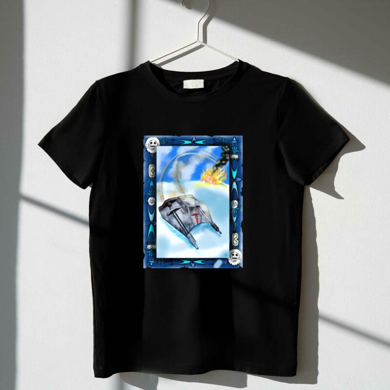 star wars hoth battle scene with burning flames and icy rebel snowspeeder t shirt t shirt 1 1