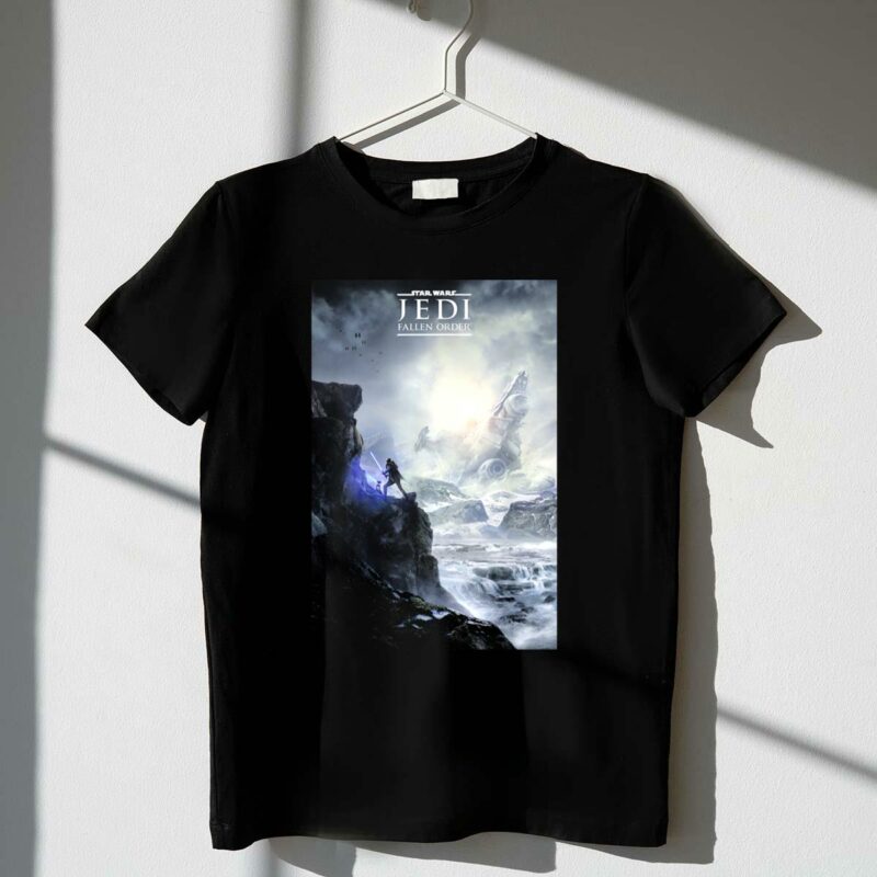 star wars jedi fallen order scenic battle with stormtrooper and ruins t shirt t shirt 1 1